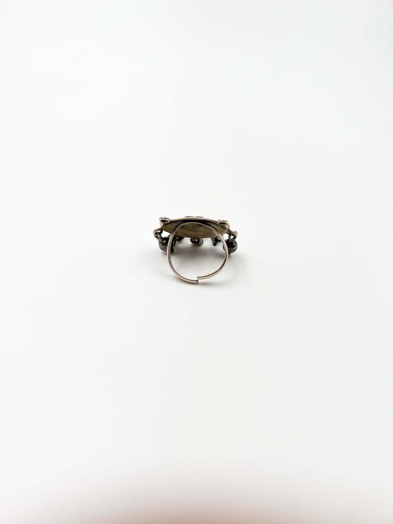 Ardha oxidised silver ring with ghunghroo