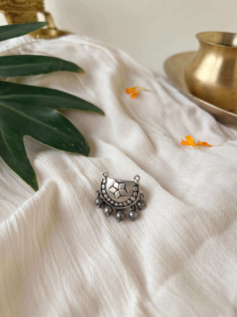 Ardha oxidised silver ring with ghunghroo