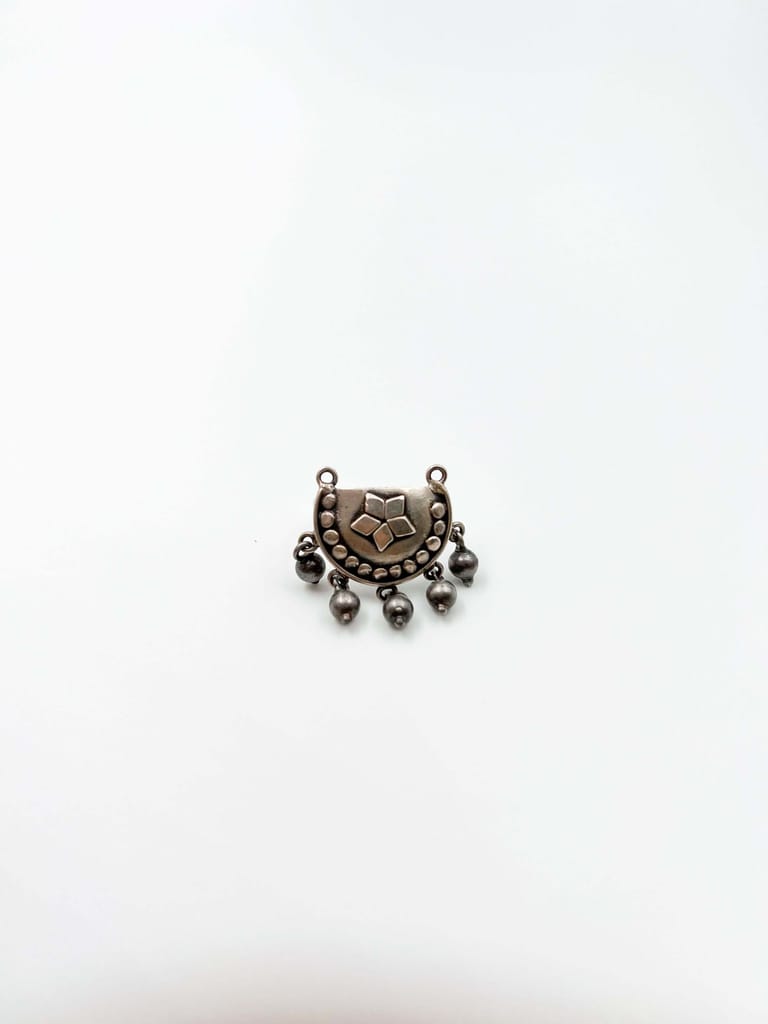 Ardha oxidised silver ring with ghunghroo