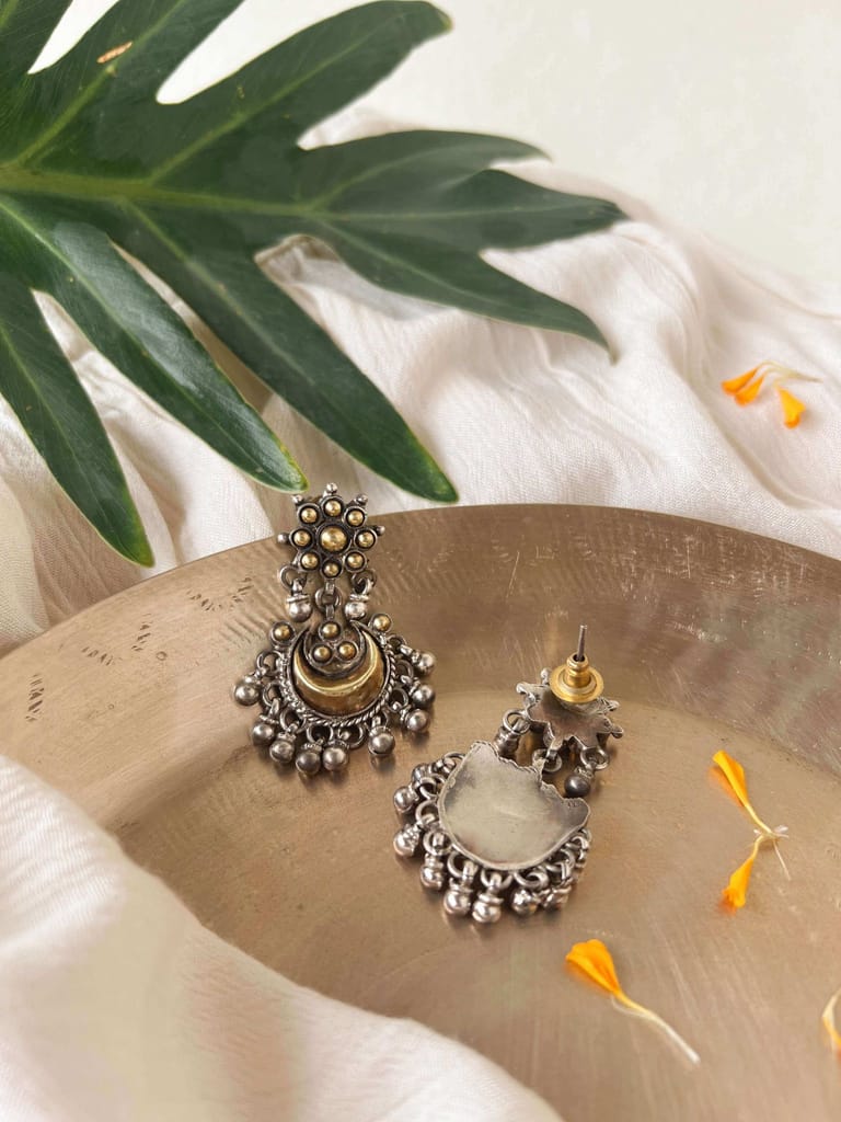 Chandrika dual tone earrings with ghunghroo detail