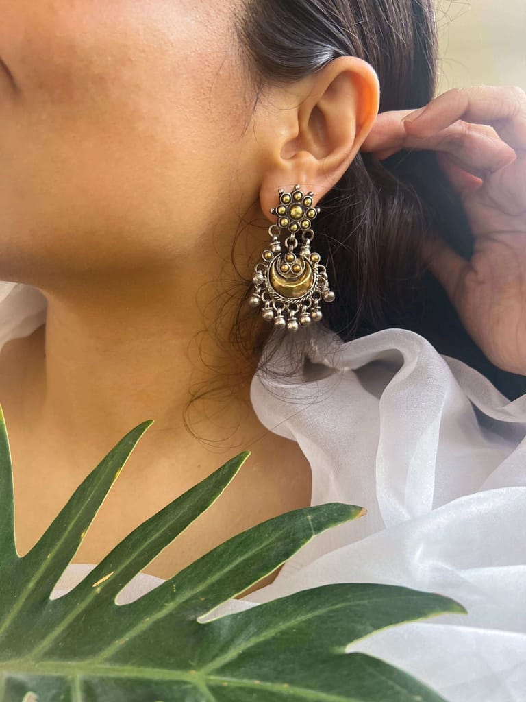 Chandrika dual tone earrings with ghunghroo detail