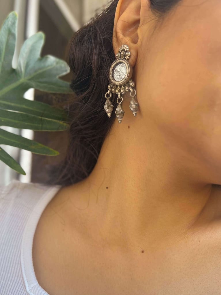 Aina oxidised silver danglers