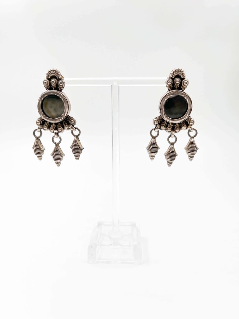 Aina oxidised silver danglers