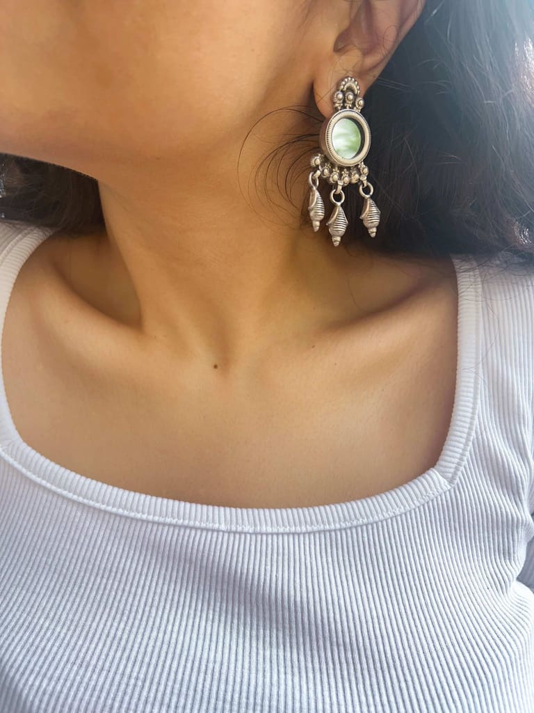 Aina oxidised silver danglers