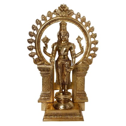 ARTVARKO Big Brass Tirupati Balaji Venkateshwara Idol Vishnu Chakra Namah Shankh Statue Murti Lord Srinivasa Pooja Vastu Religious Idol for Home Office Temple 22 Inch