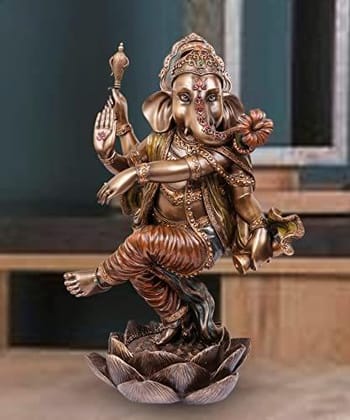 ARTVARKO Big Lord Ganesha Dancing Ganesh Composite of Bronze and Resin God Murti Statue for Love Home Warming Decor Living Pooja Room Mandir Temple Religious Marriage Gift 17 Inches