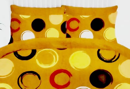 Omkar by R3 Inc. 250 TC Floral Print Heavy King Size Bed Sheet with Pillow Cover -Set of 3 Pcs (Yellow Spiral)