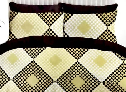 Omkar by R3 Inc. 250 TC Floral Print Heavy King Size Bed Sheet with Pillow Cover -Set of 3 Pcs (Polka Dot)