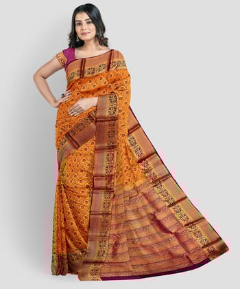 Light Orange Color Beautiful Mango Butta Saree with Unstitched Blouse