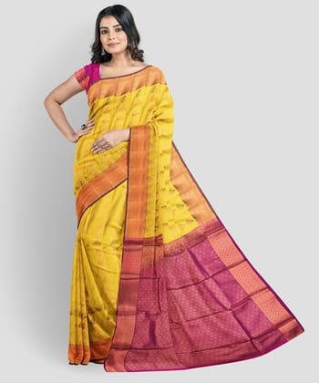 Yellow Color Beautiful Butta Saree with Unstitched Blouse