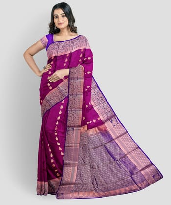 Magenta Color Small Floral Butta Saree with Unstitched Blouse