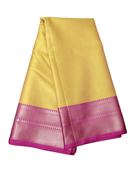 Yellow Embossed Silk Saree