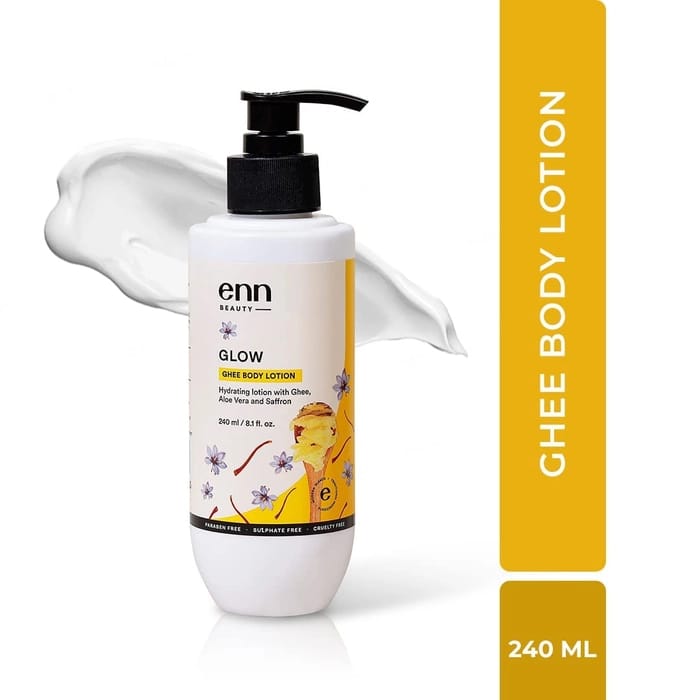 ENN Glow Ghee Body Lotion For Summer, Hydrating Lotion For Dry Skin With Natural Ghee, Aloe Vera & Saffron For Deep Moisturization For Men & Women, 240ml
