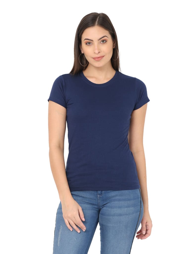 Crepeon Womens Plain Round Neck T Shirt