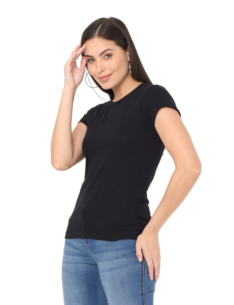 Crepeon Womens Plain Round Neck T Shirt