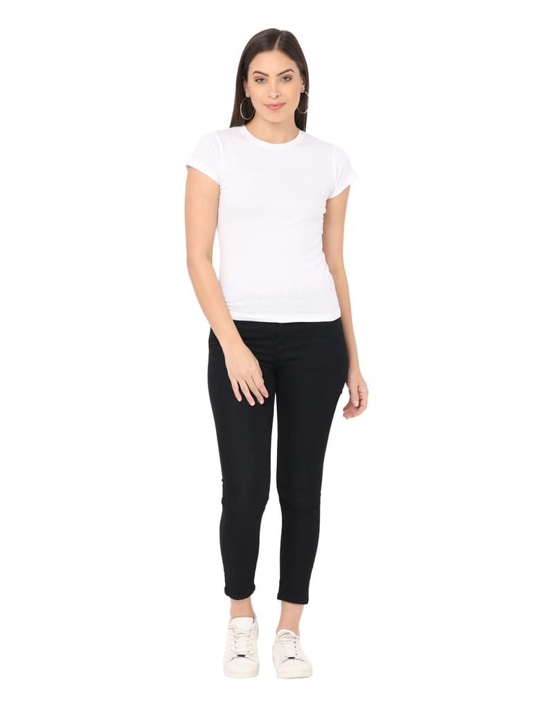 Crepeon Womens Plain Round Neck T Shirt