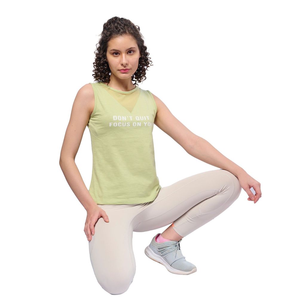 DOMIN8 Women's 100% Cotton Tank Top with Double Neckline at Front