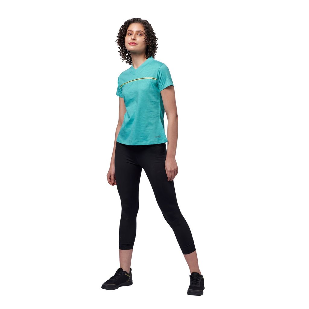 DOMIN8 Women's 100% Cotton Outdoor Training T-Shirt with V-neck