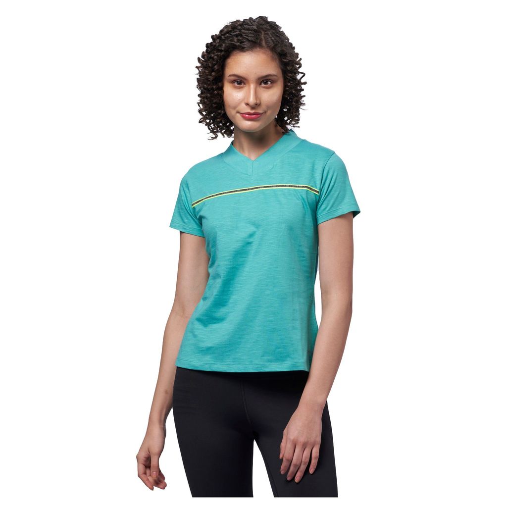 DOMIN8 Women's 100% Cotton Outdoor Training T-Shirt with V-neck