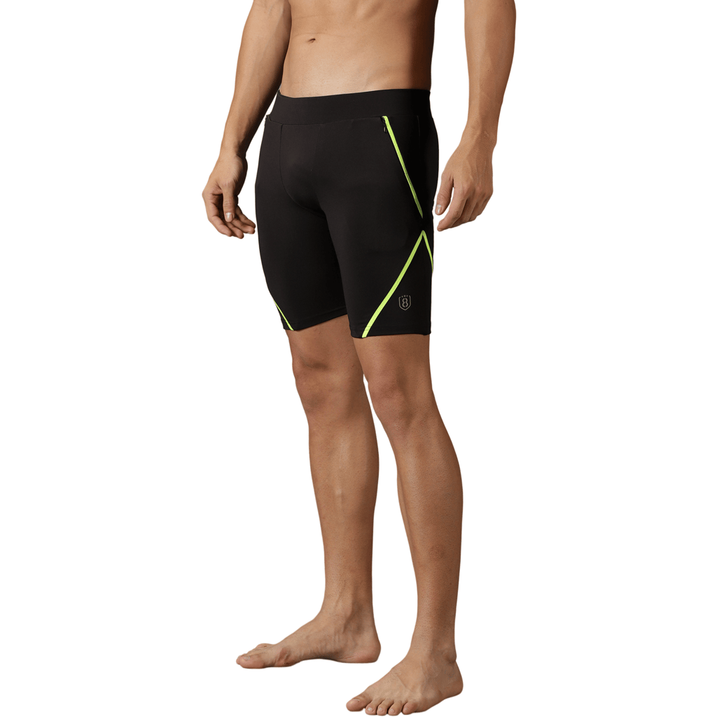 DOMIN8 Men's Elasticated cut & sew Swim Shorts with Zipper pocket