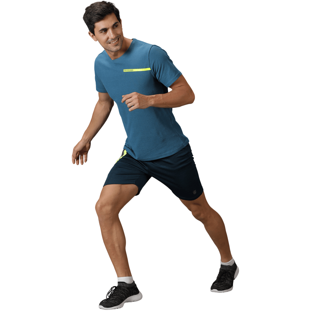 DOMIN8 Men's Elasticated cut & sew training shorts with zipper pocket