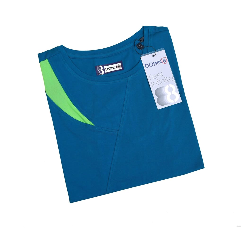 DOMIN8 Women's 95% Organic Training T-Shirt with Contrast Mesh Cutout at Shoulder