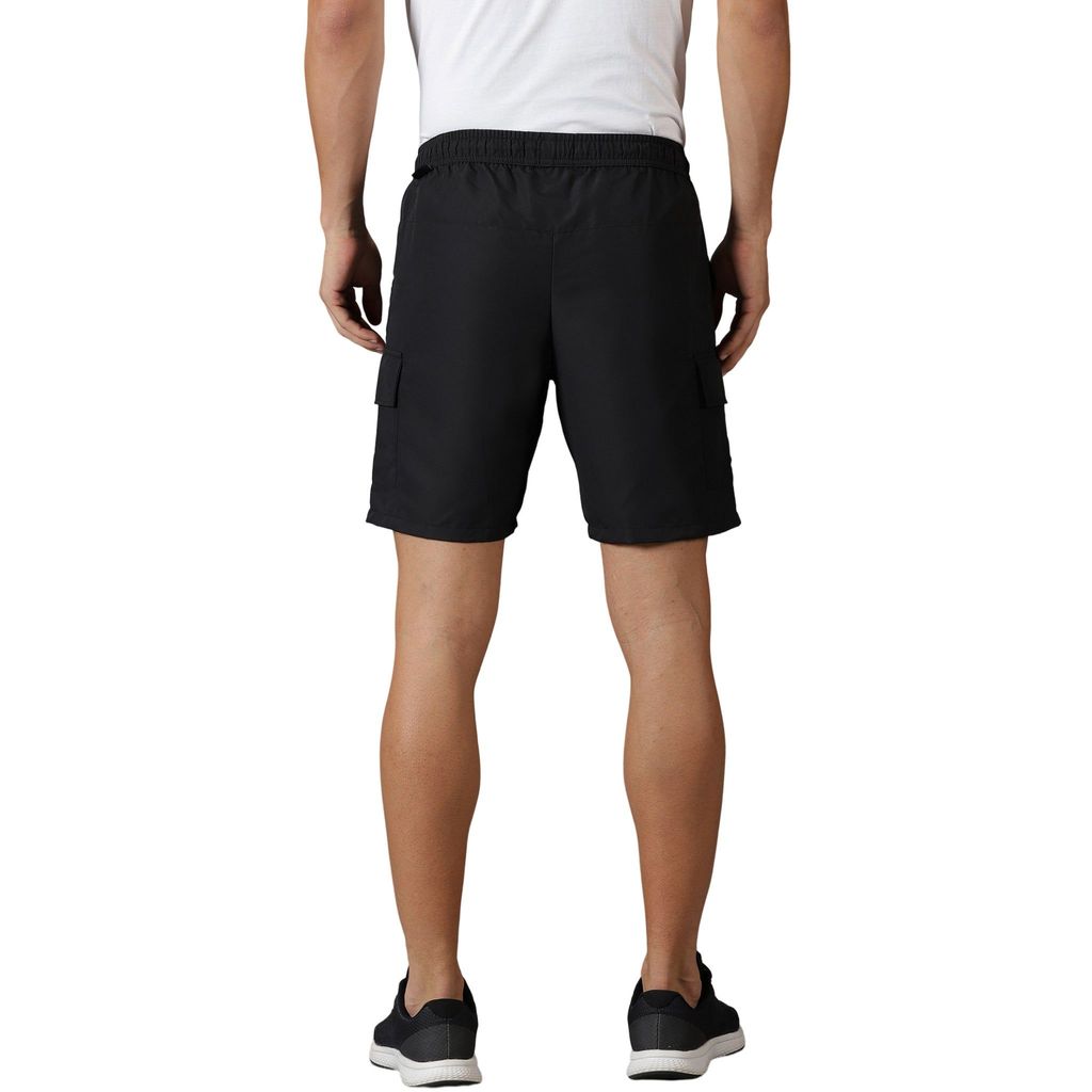 DOMIN8 Men's Branded Drawstring waist solid training Shorts with patch pockets