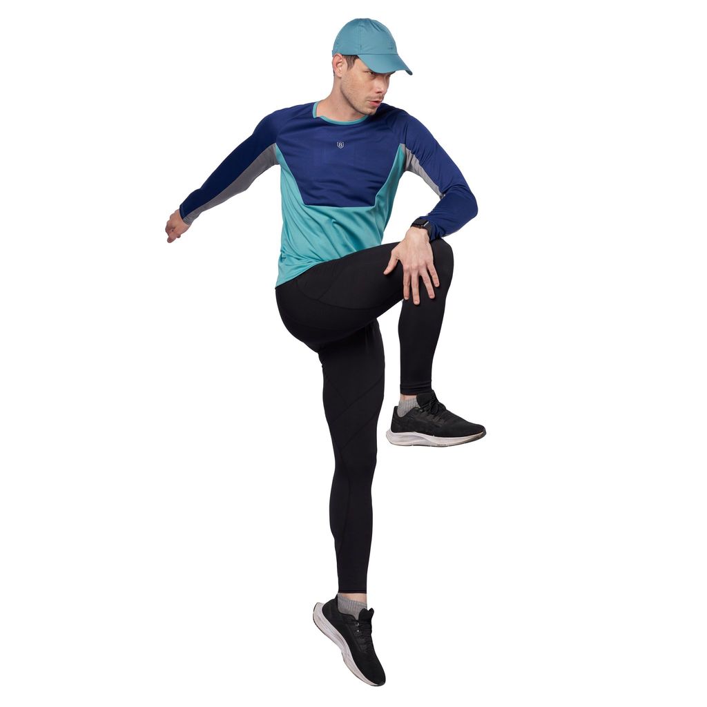 DOMIN8 Men's breathable color block full sleeve T-shirt for Running/Training/ Gym workout/sports