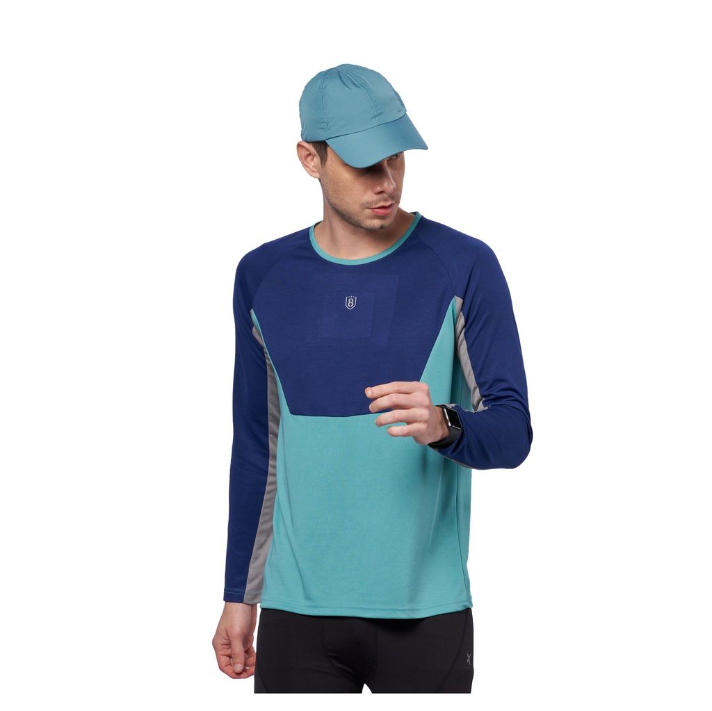 DOMIN8 Men's breathable color block full sleeve T-shirt for Running/Training/ Gym workout/sports