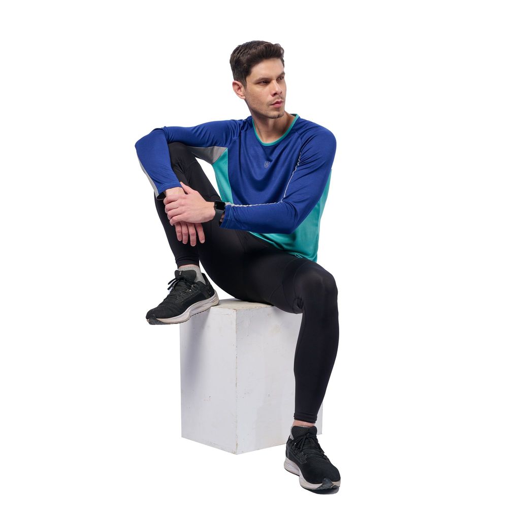 DOMIN8 Men's breathable color block full sleeve T-shirt for Running/Training/ Gym workout/sports