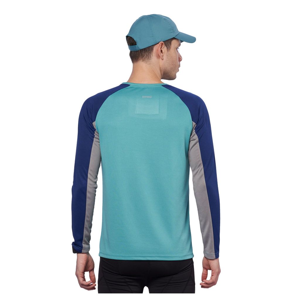 DOMIN8 Men's breathable color block full sleeve T-shirt for Running/Training/ Gym workout/sports