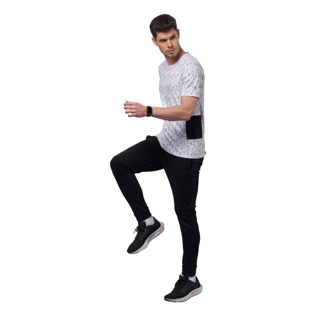 DOMIN8 Men's Boxy Outdoor T-Shirt with Side Nylon Patch Pocket