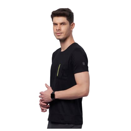 DOMIN8 Men's Outdoor T-Shirt with Nylon Zipped Pocket