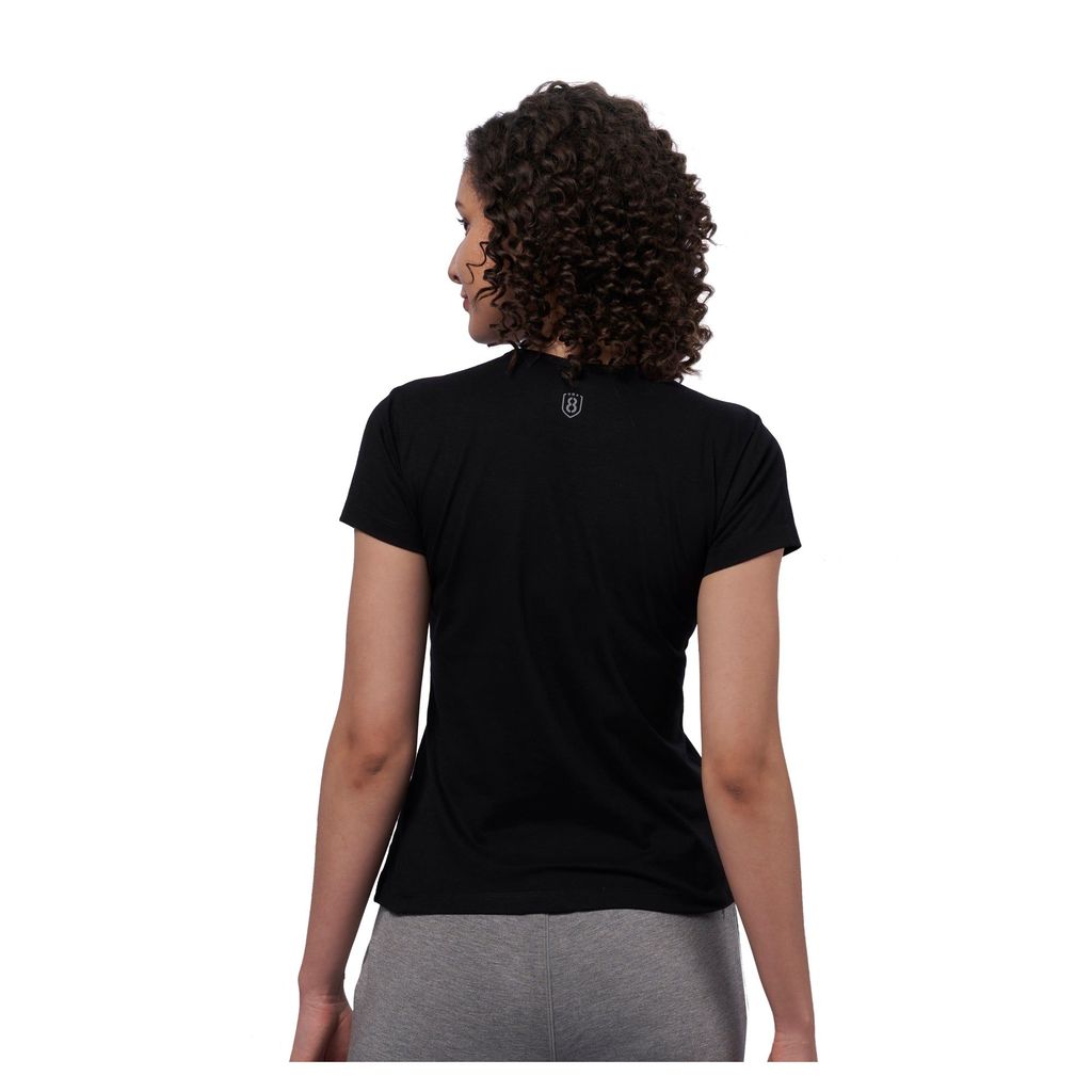 DOMIN8 Women's chest metallic branded Couple T-Shirt