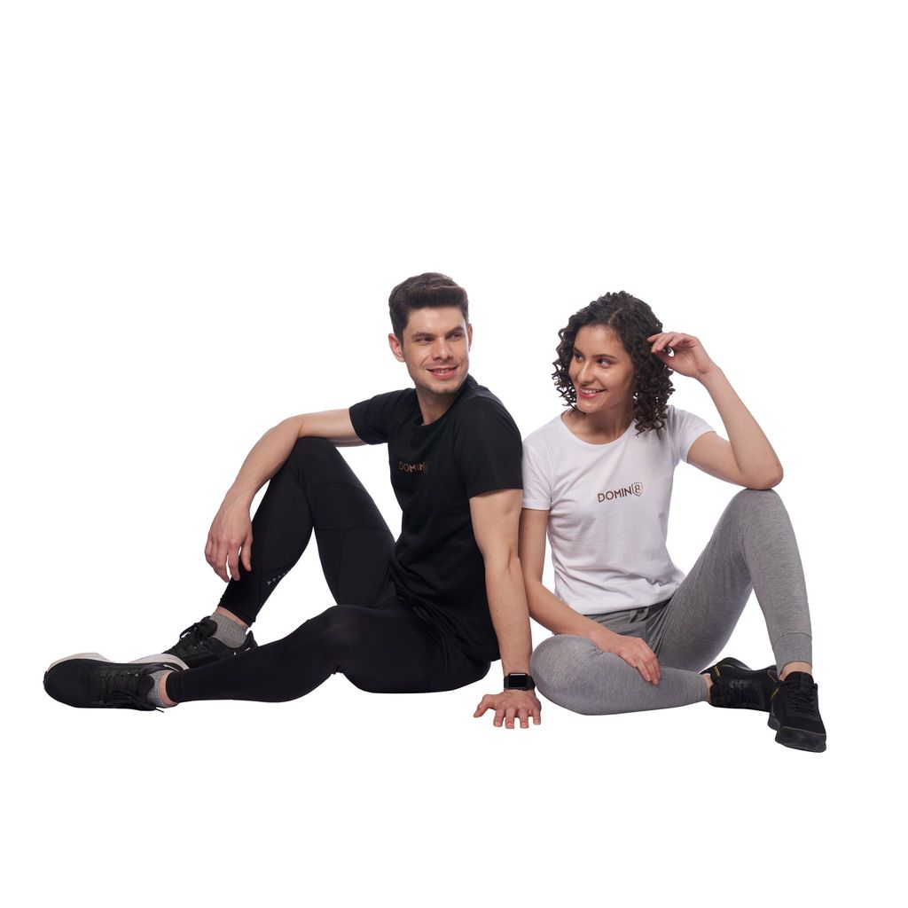 DOMIN8 Women's chest metallic branded Couple T-Shirt