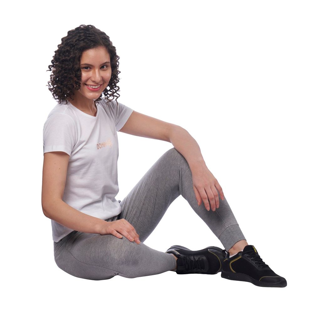 DOMIN8 Women's chest metallic branded Couple T-Shirt