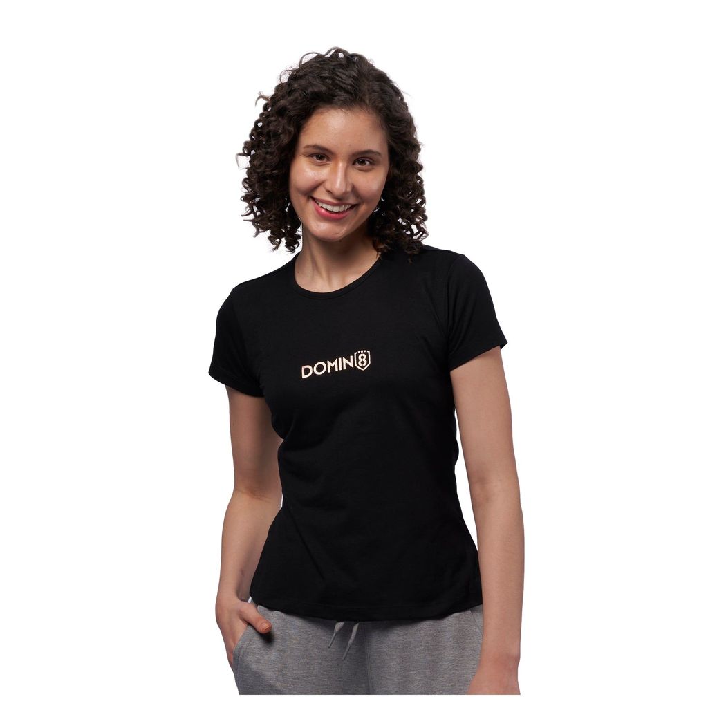 DOMIN8 Women's chest metallic branded Couple T-Shirt