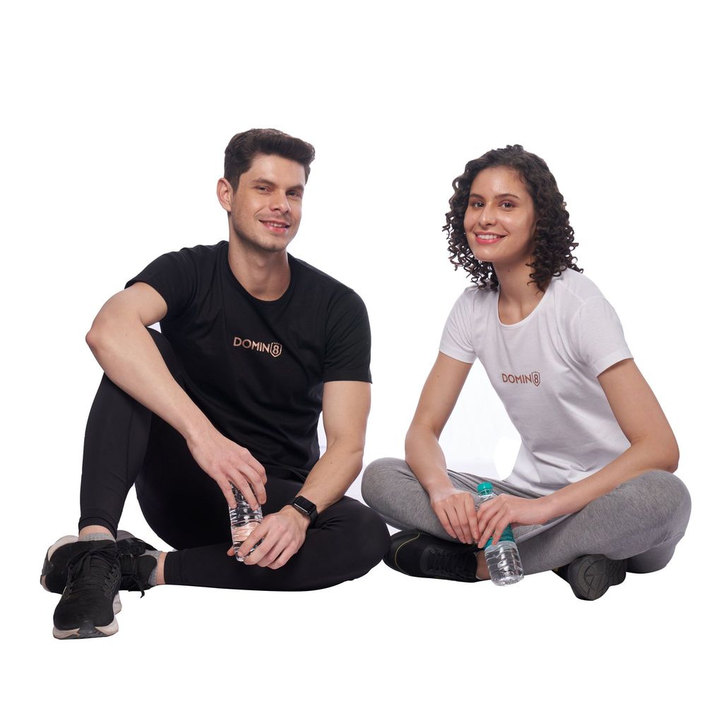 DOMIN8 Women's chest metallic branded Couple T-Shirt
