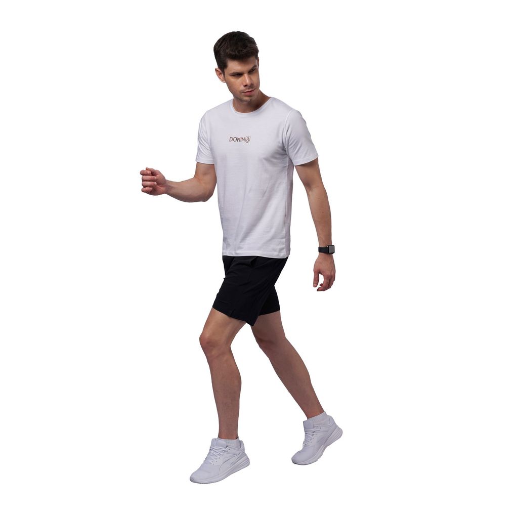 DOMIN8 Men's chest metallic branded Couple T-Shirt