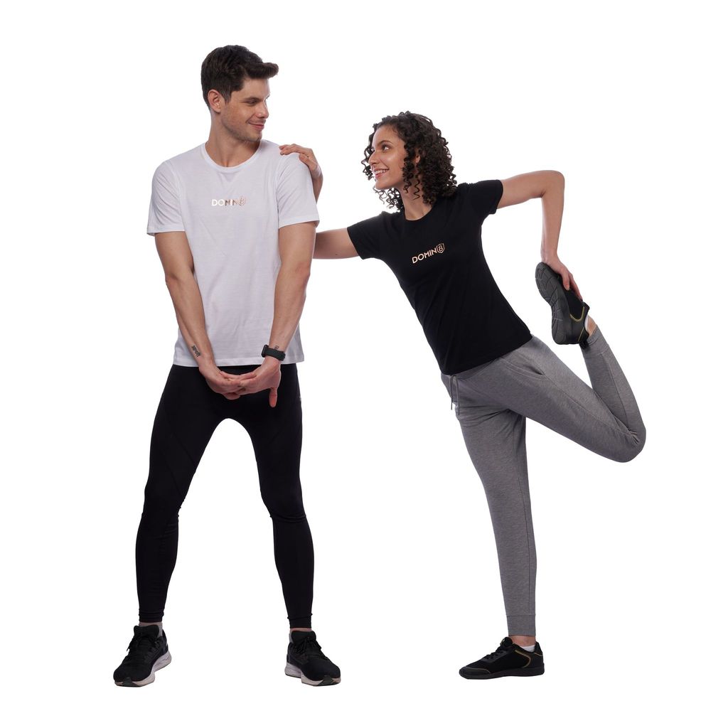 DOMIN8 Men's chest metallic branded Couple T-Shirt