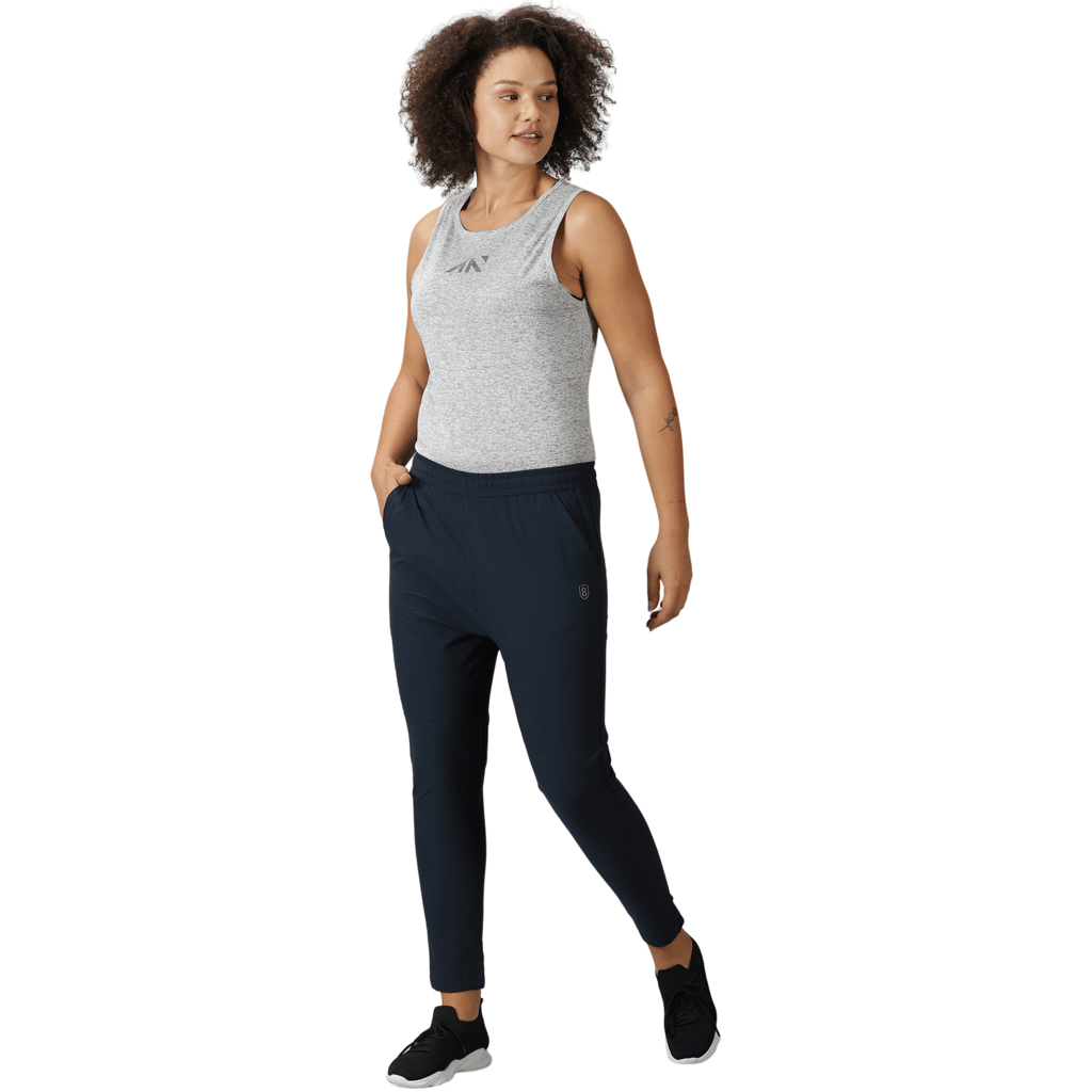 DOMIN8 Women's Drawstring waist Solid Training Track Pants with Stitch Line Panel