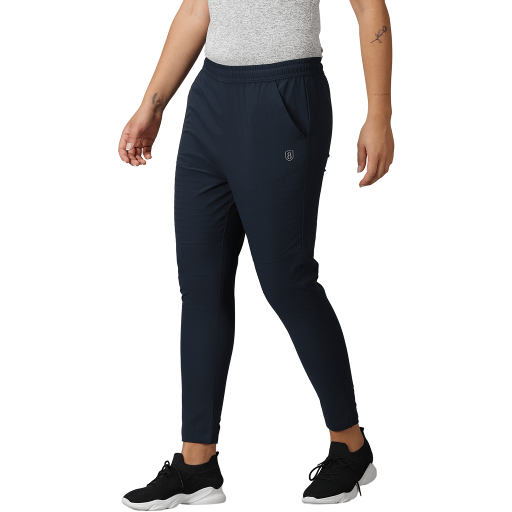 DOMIN8 Women's Drawstring waist Solid Training Track Pants with Stitch Line Panel