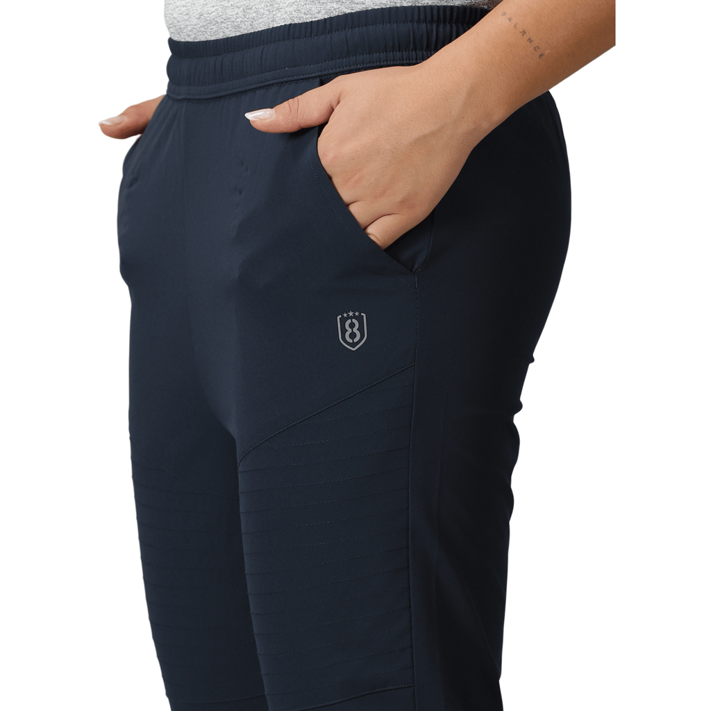 DOMIN8 Women's Drawstring waist Solid Training Track Pants with Stitch Line Panel