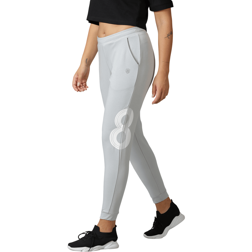 DOMIN8 Women's Drawstring waist Solid Training Track Pants with Typographic print & side Pockets