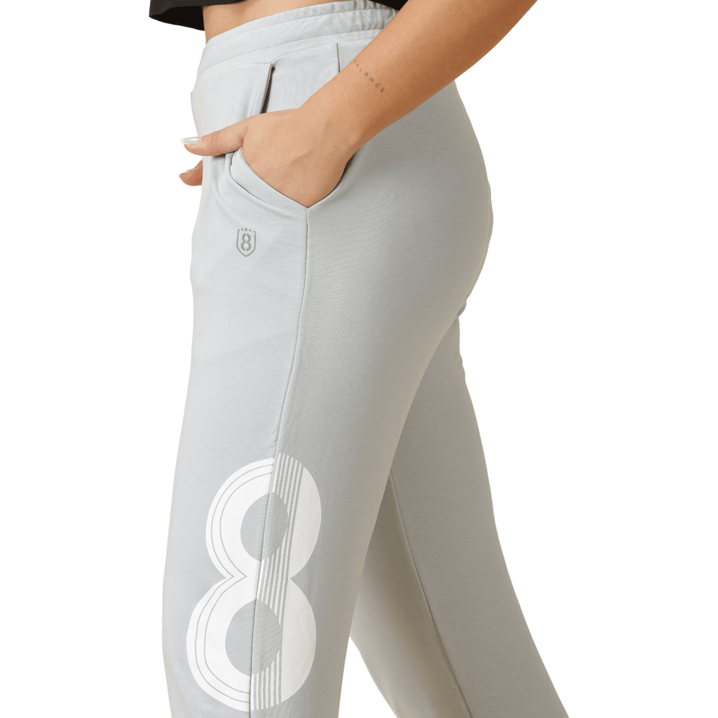DOMIN8 Women's Drawstring waist Solid Training Track Pants with Typographic print & side Pockets