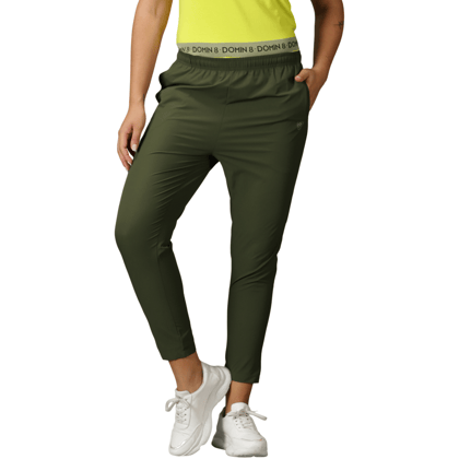Domin8 Women's Drawstring waist Solid Training Trousers with hidden Zipper Pockets