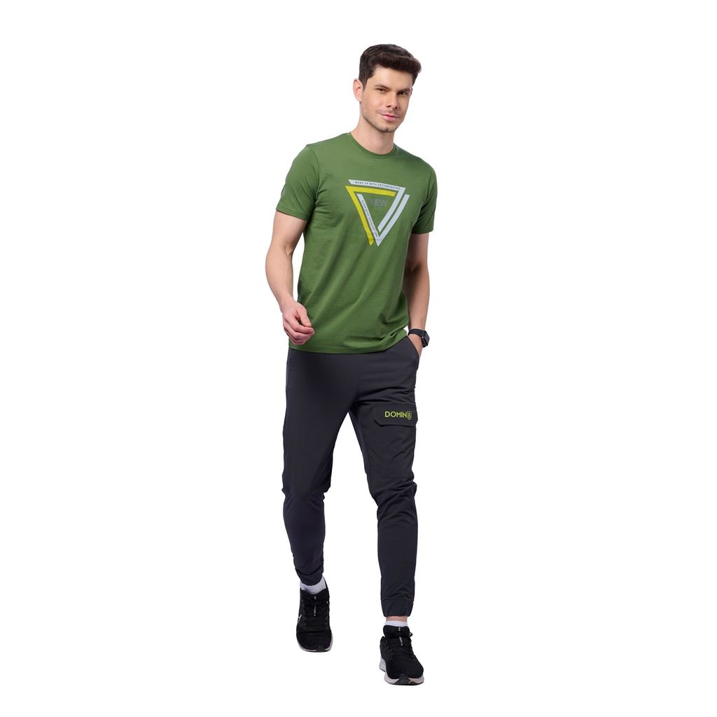 DOMIN8 Men's 95% Organic Chest Printed T-Shirt for Running/Training/ Gym workout/sports