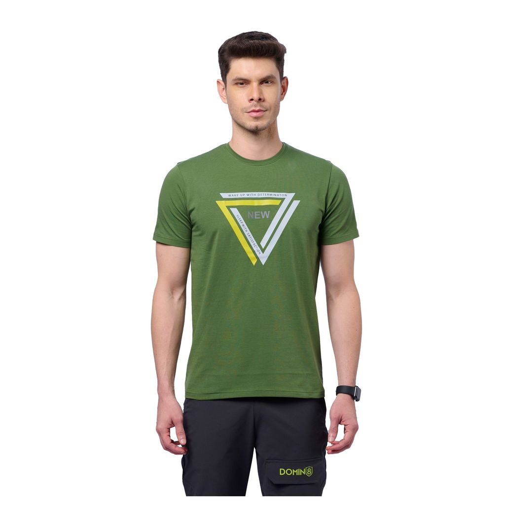 DOMIN8 Men's 95% Organic Chest Printed T-Shirt for Running/Training/ Gym workout/sports