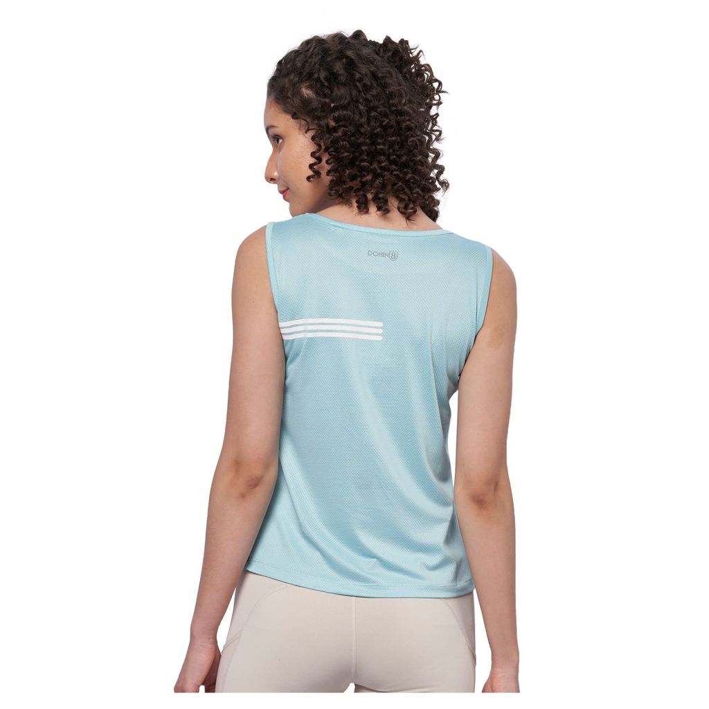 DOMIN8 Women's Scoop Neck Tank Top with Chest Print