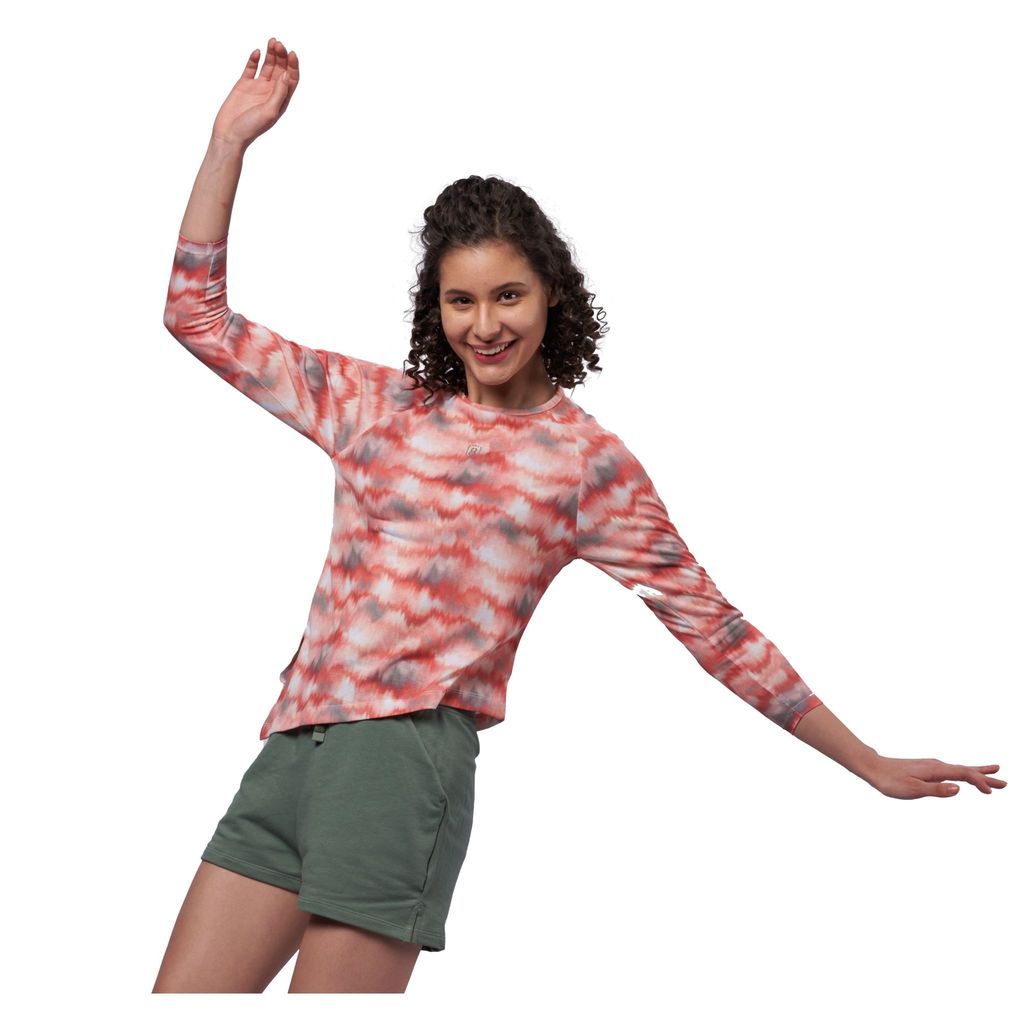 DOMIN8 Women's Tie & Dye printed raglan Full sleeve Asymmetrical Top